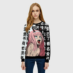 Свитшот женский AHEGAO ZERO TWO Зеро ту ахегао, цвет: 3D-черный — фото 2