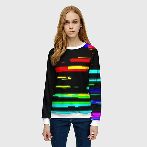 Женский свитшот Color fashion glitch / 3D-Белый – фото 3