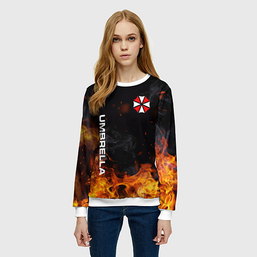 Женский свитшот Umbrella Corporation Огонь / 3D-Белый – фото 3