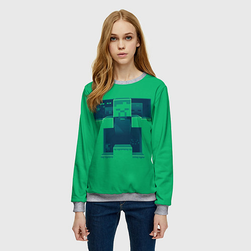 Женский свитшот Побег от криперов / 3D-Меланж – фото 3