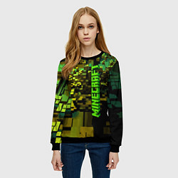 Свитшот женский Minecraft, pattern 2022, цвет: 3D-черный — фото 2