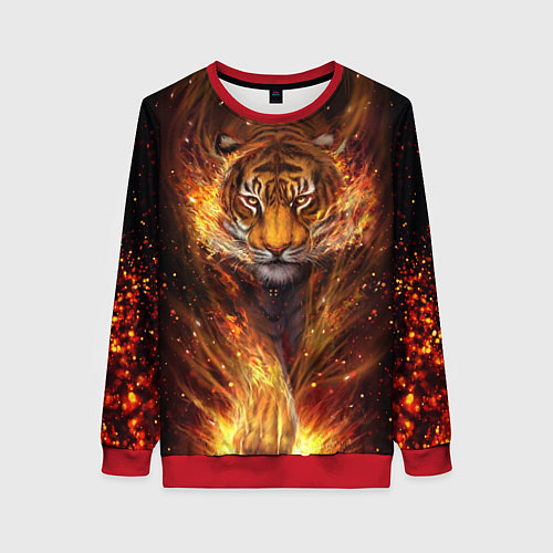 Женский свитшот Огненный тигр Сила огня / 3D-Красный – фото 1