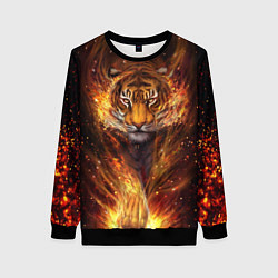 Свитшот женский Огненный тигр Сила огня, цвет: 3D-черный