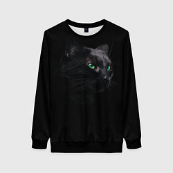 Свитшот женский Черна кошка с изумрудными глазами, цвет: 3D-черный