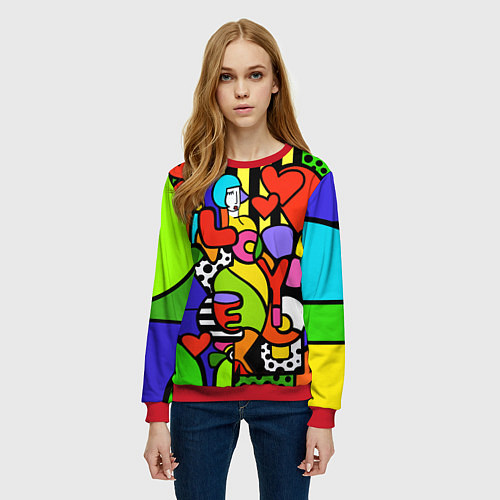 Женский свитшот Romero Britto - love you / 3D-Красный – фото 3