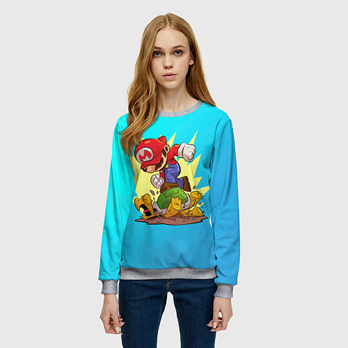Женский свитшот Марио за работой / 3D-Меланж – фото 3