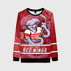 Свитшот женский Детройт Ред Уингз, Detroit Red Wings Маскот, цвет: 3D-черный