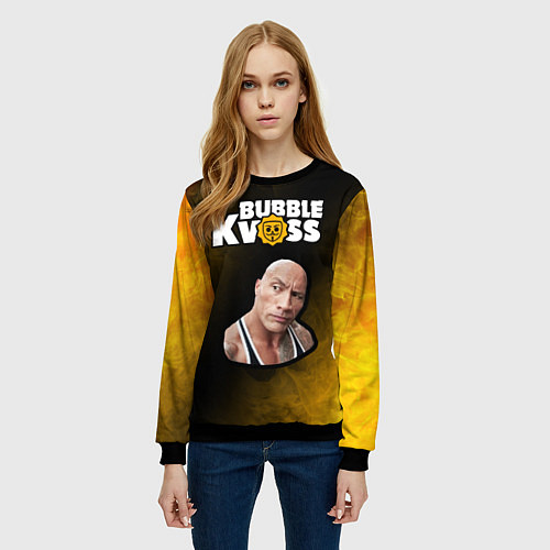Женский свитшот BUBBLE KVASS - СКАЛА Пламя / 3D-Черный – фото 3
