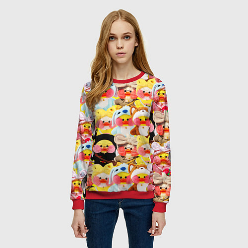 Женский свитшот УТЯ УТОЧКА ЛАЛАФАНФАН ПАТТЕРН / 3D-Красный – фото 3