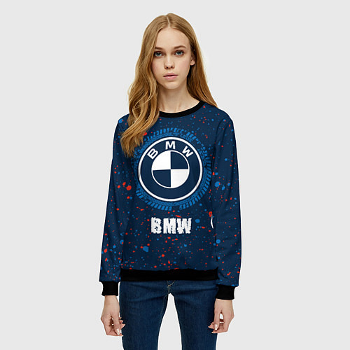 Женский свитшот BMW BMW Брызги / 3D-Черный – фото 3