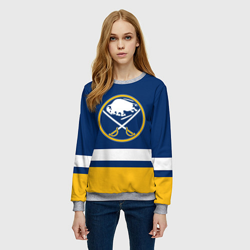 Женский свитшот Buffalo Sabres, Баффало Сейберз / 3D-Меланж – фото 3