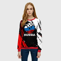 Свитшот женский Russia Герб в цвет Флага, цвет: 3D-красный — фото 2