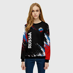 Свитшот женский Russia Штрихи в цвет Флага, цвет: 3D-черный — фото 2