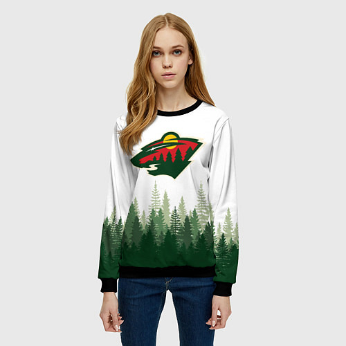 Женский свитшот Minnesota Wild, Миннесота Уайлд Лес / 3D-Черный – фото 3