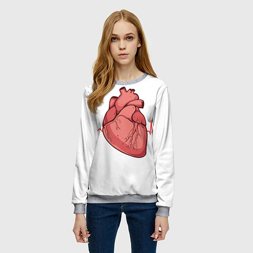 Женский свитшот Анатомия сердца / 3D-Меланж – фото 3