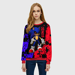 Свитшот женский Соник екзе Sonic exe, цвет: 3D-красный — фото 2