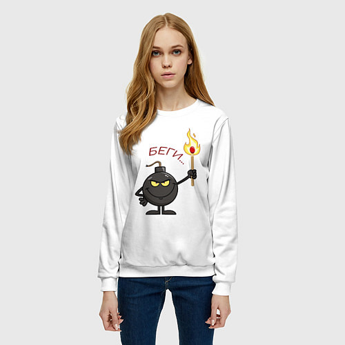 Женский свитшот Беги! / 3D-Белый – фото 3