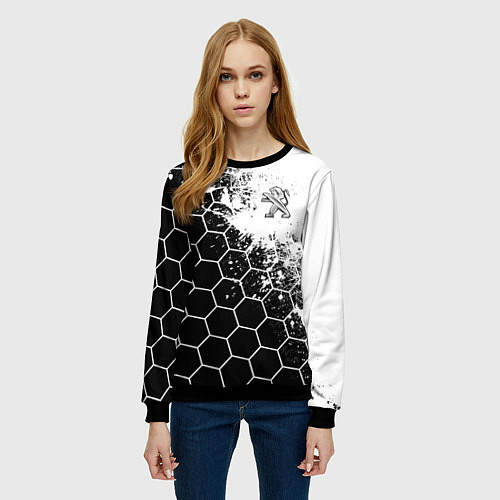 Женский свитшот Peugeot Соты / 3D-Черный – фото 3