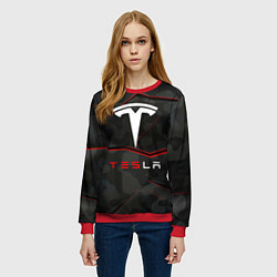 Свитшот женский Tesla Sport Logo, цвет: 3D-красный — фото 2