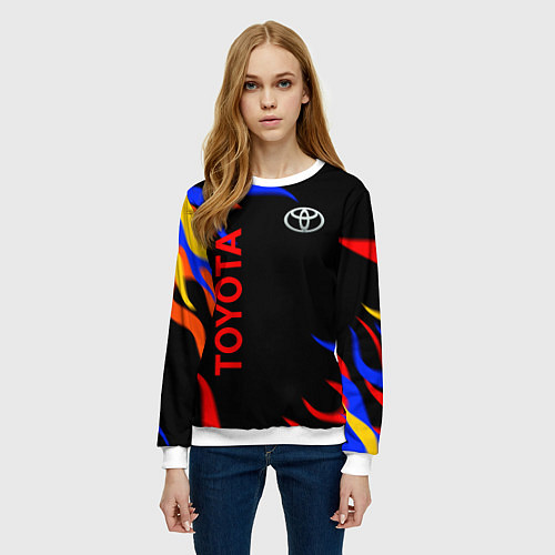 Женский свитшот Toyota Разноцветный огонь / 3D-Белый – фото 3