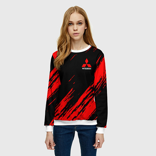 Женский свитшот Mitsubishi Texture Red / 3D-Белый – фото 3