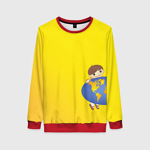 Женский свитшот Мальчик из советского Атласа Мир / 3D-Красный – фото 1