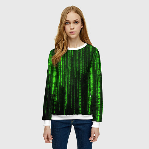Женский свитшот Бегущий по коду / 3D-Белый – фото 3