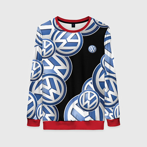 Женский свитшот Volkswagen logo Pattern / 3D-Красный – фото 1