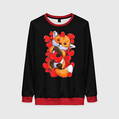 Женский свитшот Лиса Символ любви / 3D-Красный – фото 1