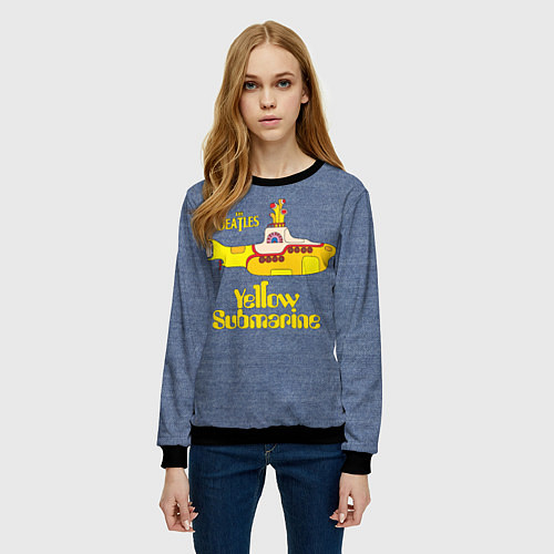 Женский свитшот On a Yellow Submarine 3D / 3D-Черный – фото 3