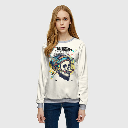 Женский свитшот Музыка Моя Жизнь Music My Life / 3D-Меланж – фото 3