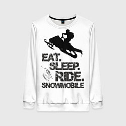 Свитшот женский EAT SLEEP RIDE SNOWMOBILE, цвет: 3D-белый