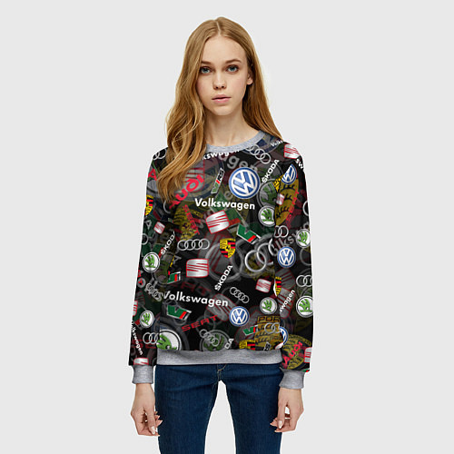 Женский свитшот Volkswagen Group AUDI VW SEAT PORSCHE SKODA / 3D-Меланж – фото 3