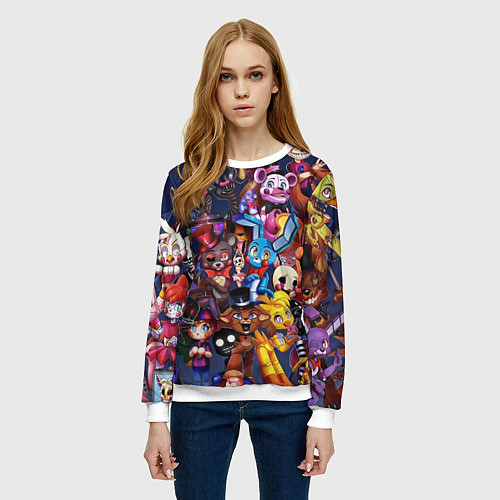 Женский свитшот Cute Fnaf Pattern / 3D-Белый – фото 3