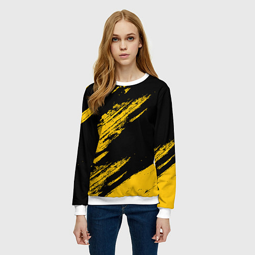Женский свитшот BLACK AND YELLOW GRUNGE ГРАНЖ / 3D-Белый – фото 3