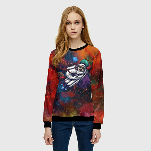 Женский свитшот Космический ленивец Space Sloth / 3D-Черный – фото 3