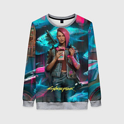 Свитшот женский Cyberpunk Ви, цвет: 3D-меланж