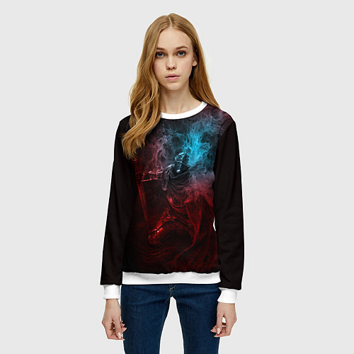 Женский свитшот Погасший рыцарь Elden Ring / 3D-Белый – фото 3