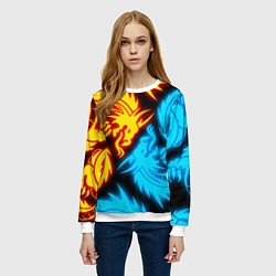 Свитшот женский НЕОНОВЫЕ ДРАКОНЫ NEON DRAGONS, цвет: 3D-белый — фото 2
