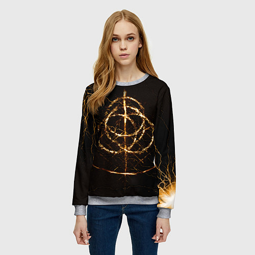 Женский свитшот ELDEN RING SYMBOL ВЕЛИКИЕ РУНЫ / 3D-Меланж – фото 3