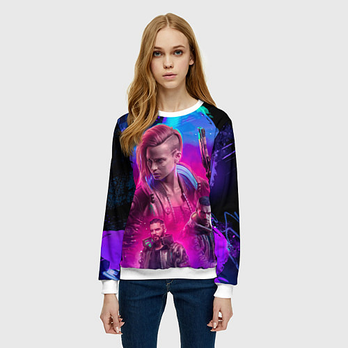 Женский свитшот Vi Ви Cyberpunk 2077 / 3D-Белый – фото 3