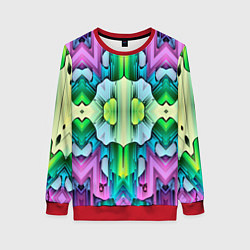Свитшот женский Калейдоскоп паттерн, цвет: 3D-красный