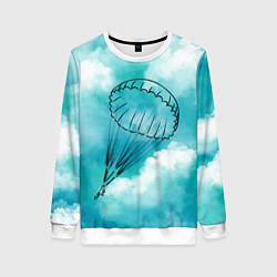 Свитшот женский Парашютист в облаках, цвет: 3D-белый