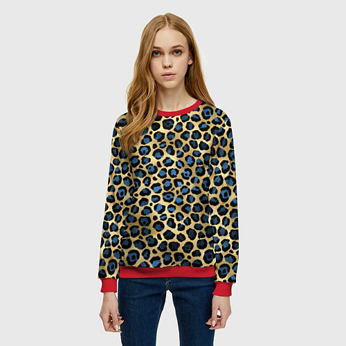 Женский свитшот Стиль леопарда шкура леопарда / 3D-Красный – фото 3
