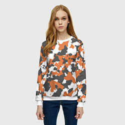 Свитшот женский Orange Camo, цвет: 3D-белый — фото 2