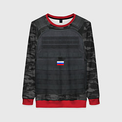 Свитшот женский Бронежилет: Армия России, цвет: 3D-красный