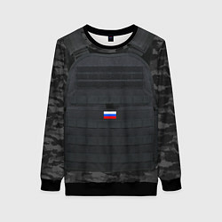 Свитшот женский Бронежилет: Армия России, цвет: 3D-черный