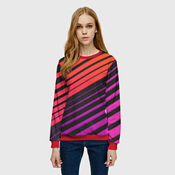 Свитшот женский Линии градиентGradient Polygon Lines, цвет: 3D-красный — фото 2
