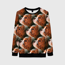 Свитшот женский Бульдог паттерн, цвет: 3D-черный