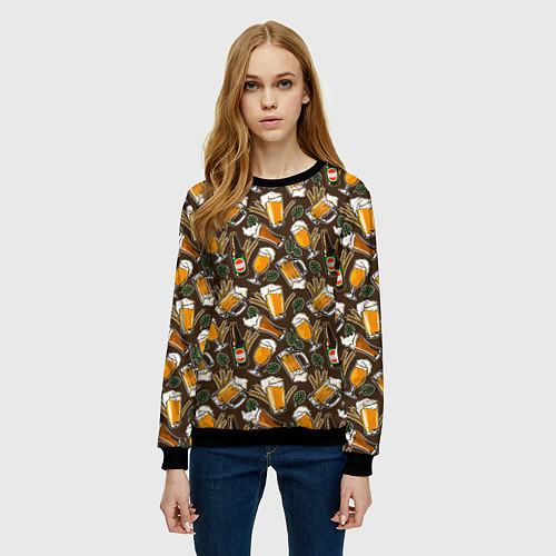 Женский свитшот Хмель и Пиво / 3D-Черный – фото 3